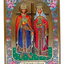 LITOGRAFIE CU FLORI PE MDF  30/40 - SFINTII IMPARATI CONSTANTIN SI ELENA