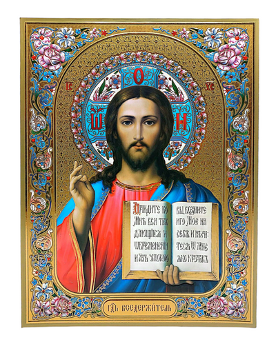 LITOGRAFIE CU FLORI 30/40  SC- MANTUITORUL PANTOCRATOR