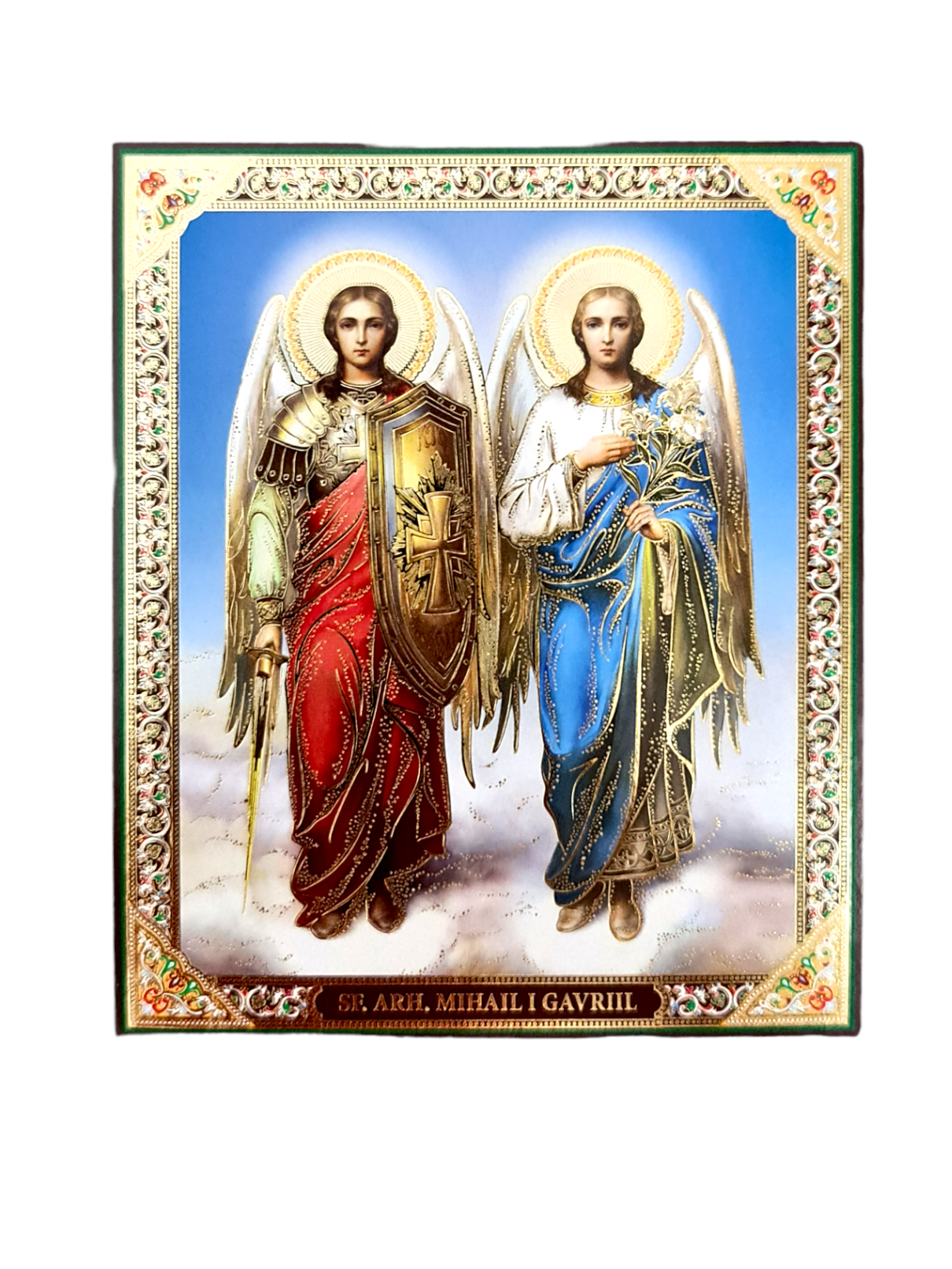 LITOGRAFIE PE MDF 10/12- SF. ARHANGHELI MIHAIL SI GAVRIL (model 2)