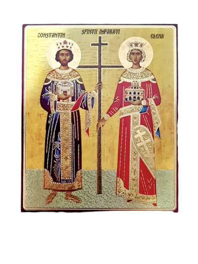 LITOGRAFIE PE MDF 15/18- SFINTII IMPARATI CONSTANTIN SI ELENA