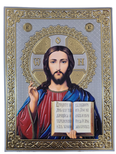 LITOGRAFIE  ARGINTIE COLOR 30/40 SC- MANTUITORUL PANTOCRATOR (model 3)