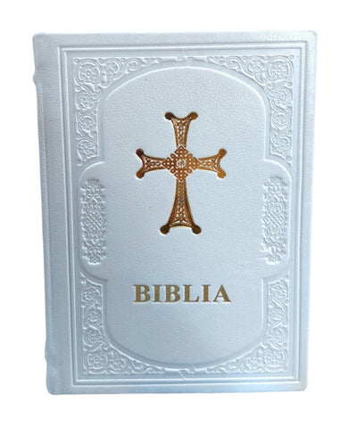 BIBLIE MEDIE LEGATA IN PIELE- ALB