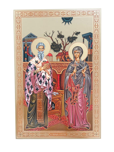 LITOGRAFIE PE MDF 20/30- SF. MUCENICI CIPRIAN SI IUSTINA