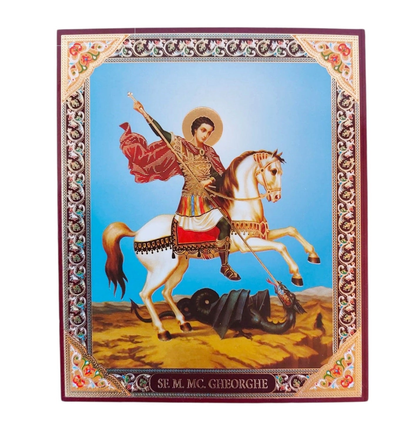 LITOGRAFIE PE MDF 10/12- SF. MARE MUCENIC GHEORGHE (model 2)