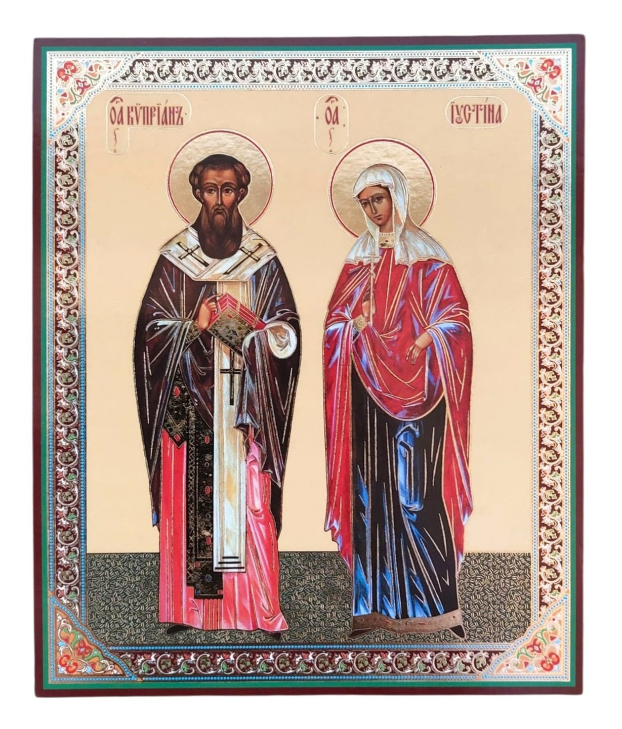 LITOGRAFIE PE MDF 15/18-  SF. MUCENICI CIPRIAN SI IUSTINA
